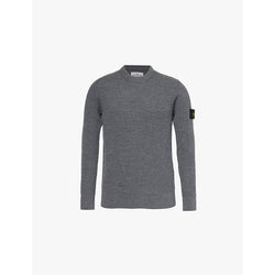  Stone Island Brand-patch crew-neck rib-knit virgin-wool jumper