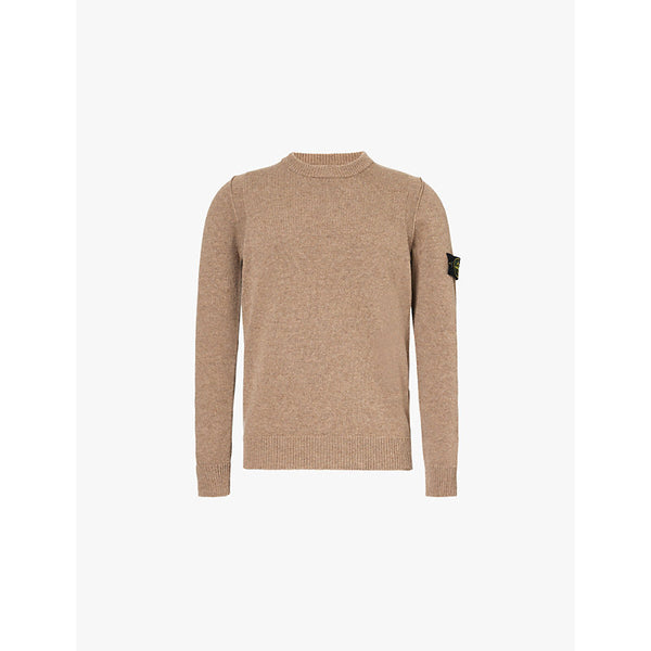  Stone Island Brand-badge crewneck wool-blend jumper