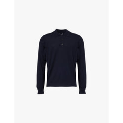  Stone Island Brand-badge regular-fit brushed wool knitted polo shirt