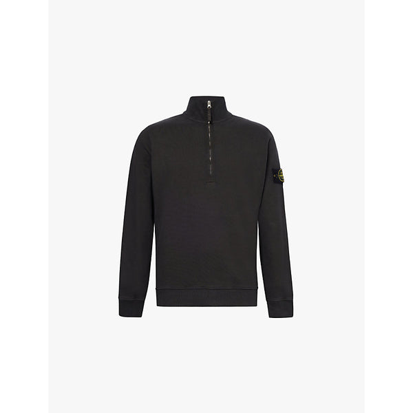  Stone Island Brand-badge half-zip cotton-jersey sweatshirt