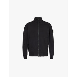  Stone Island Brand-badge zipped cotton-jersey sweatshirt