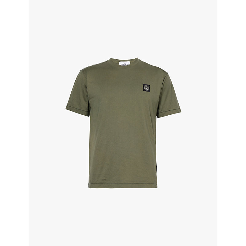  Stone Island Brand-patch short-sleeved cotton-jersey T-shirt