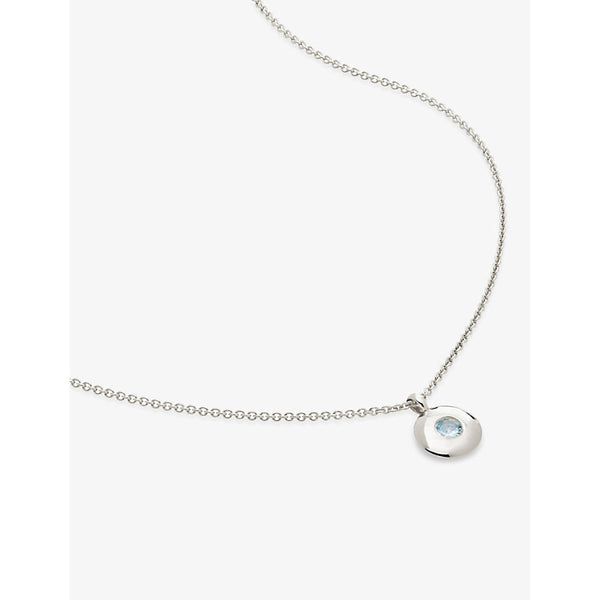 Monica Vinader March Birthstone sterling-silver and aquamarine necklace