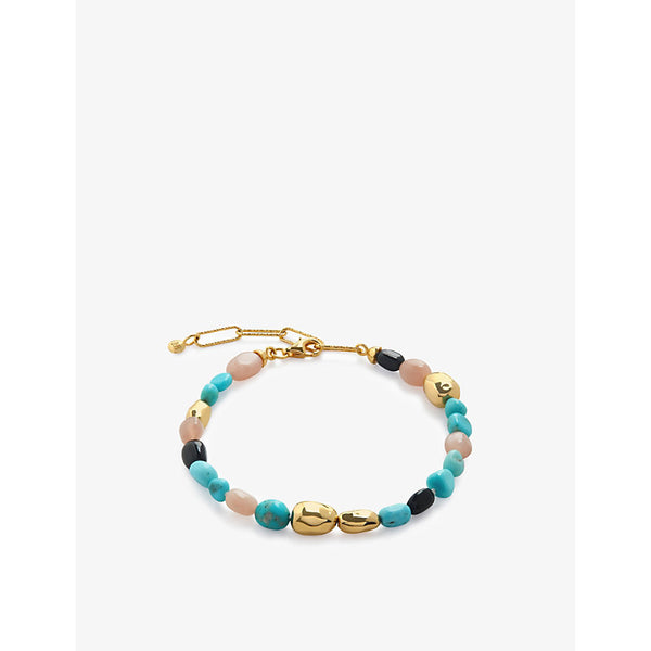 Monica Vinader Rio Multi 18ct yellow gold-plated vermeil sterling-silver, turquoise, peach, moonstone and black onyx beaded bracelet