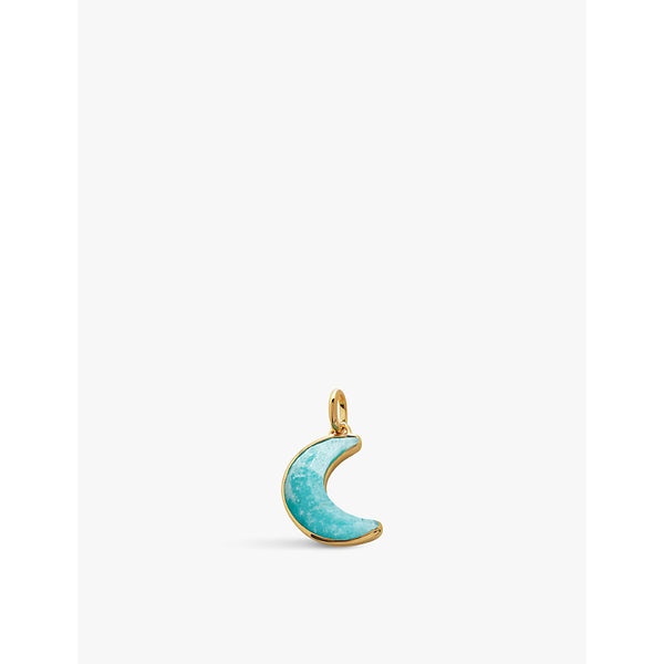 Monica Vinader Crescent Moon 18k gold-plated vermeil sterling-silver and amazonite pendant charm