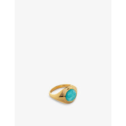 Monica Vinader Eclipse 18ct yellow gold-plated vermeil sterling-silver and amazonite signet ring