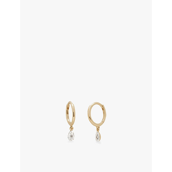 Monica Vinader Teardrop Mini 14ct yellow gold and 0.0294ct diamond hoop earrings