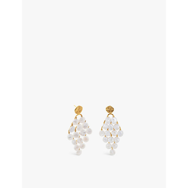 Monica Vinader Capri 18ct yellow gold-plated vermeil sterling-silver and keshi-pearl drop earrings