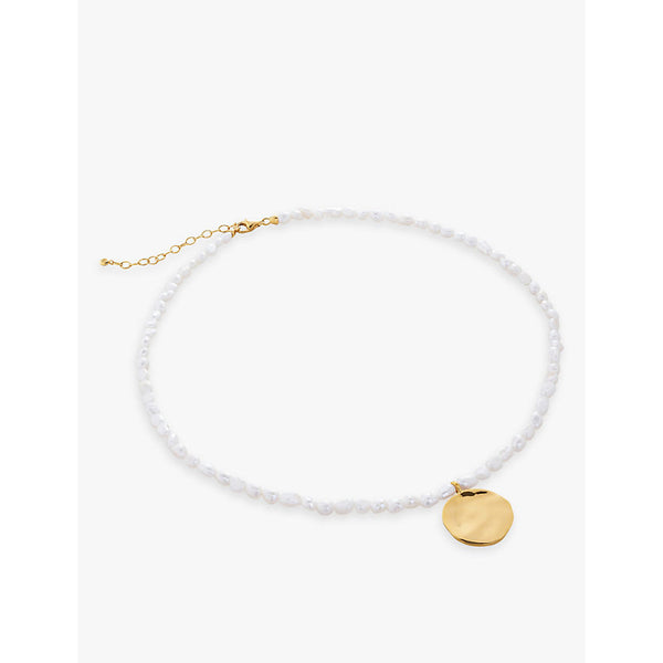 Monica Vinader Capri Mini 18ct yellow gold-plated vermeil sterling-silver and pearl beaded pendant necklace