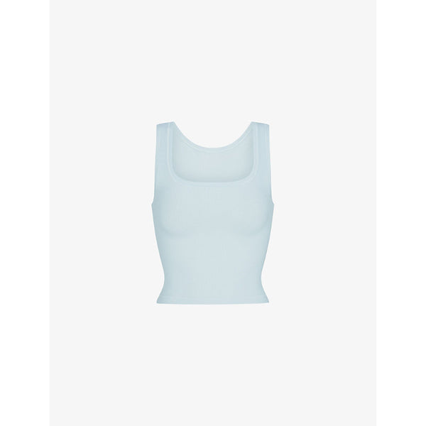  Skims Cotton Rib square-neck stretch-cotton tank top