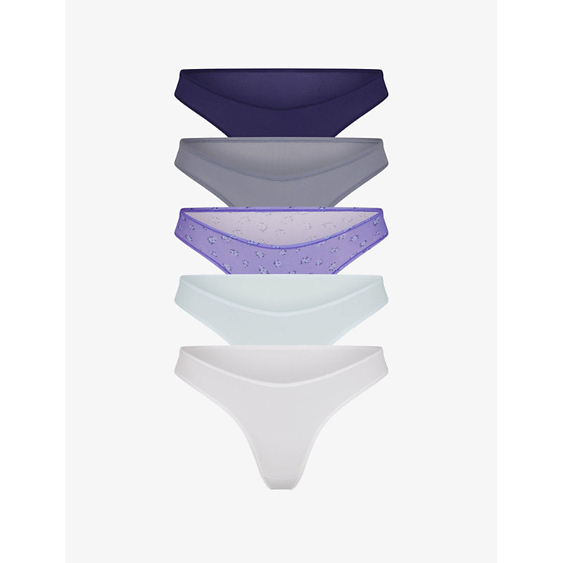  Skims High-rise pack of five stretch-woven thongs