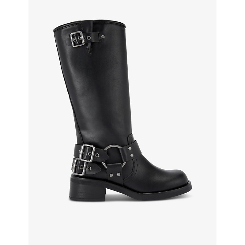 Kg Kurt Geiger Trisha buckle-embellished flat faux-leather knee-high boots