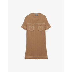 Prada Pocket-embellished straight-hem cotton mini dress | PRADA