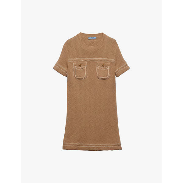 Prada Pocket-embellished straight-hem cotton mini dress