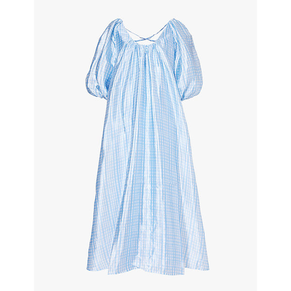 Stine Goya Textured gingham-print recycled polyester-blend maxi dress