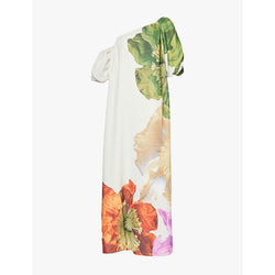 Stine Goya Floral graphic-print puff-sleeve recycled-polyester crepe maxi dress | STINE GOYA