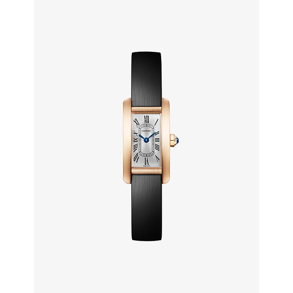 Cartier CRWGTA0275 Tank Americaine Mini 18ct rose-gold and leather quartz watch