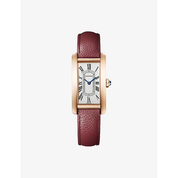 Cartier CRWGTA0276 Tank Americaine small 18ct rose-gold and leather quartz watch