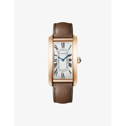 Cartier CRWGTA0277 Tank Americaine large 18ct rose-gold and leather mechanical watch