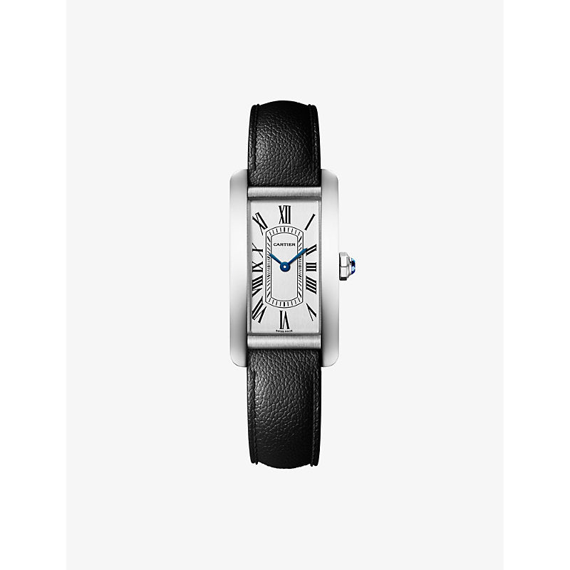 Cartier CRWSTA0101 Tank Americaine small steel and leather quartz watch