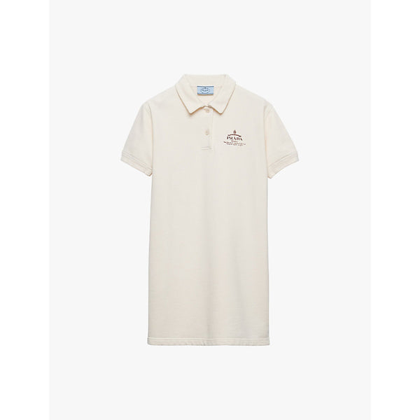 Prada Logo-print polo-collar cotton mini dress