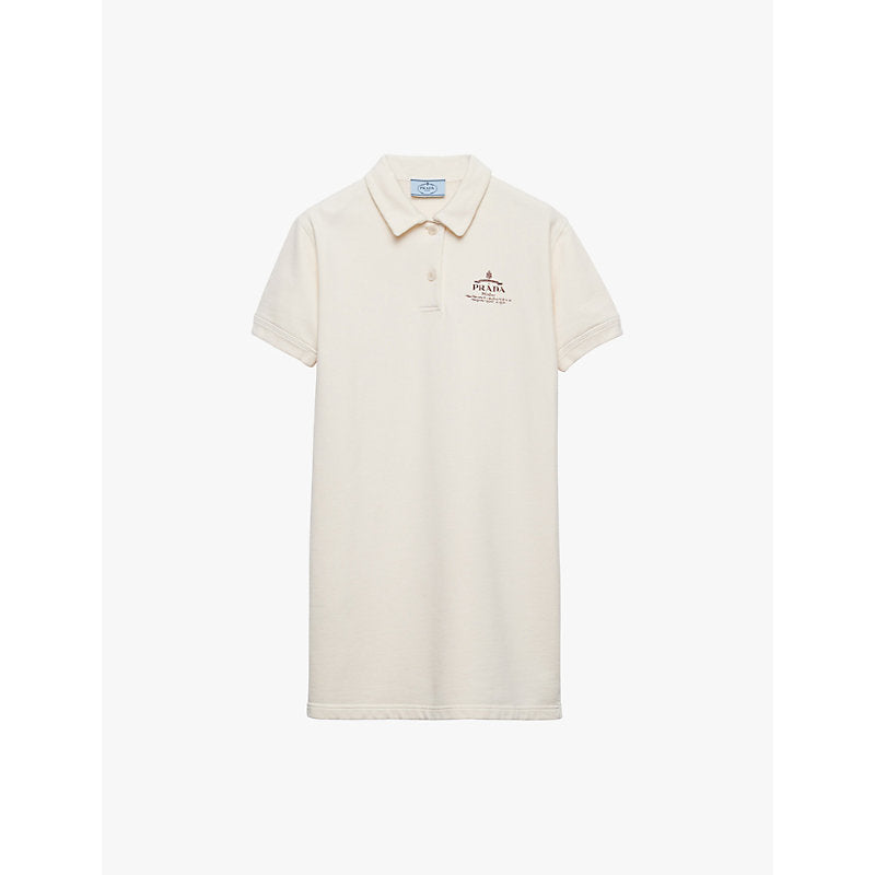 Prada Logo-print polo-collar cotton mini dress | PRADA