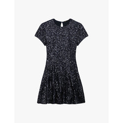 Maje Sequin-embellished short-sleeve stretch-woven mini dress | MAJE