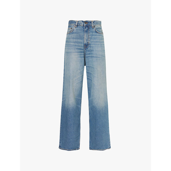  Haikure Jo Blue logo leather-patch wide-leg mid-rise denim jeans