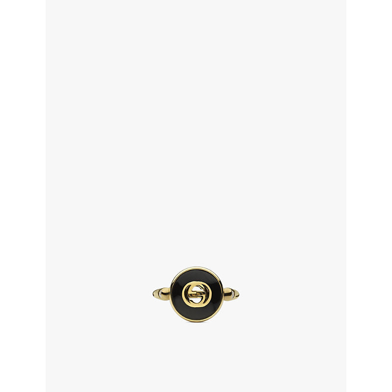 Gucci Interlocking G enamelled gold-tone metal ring