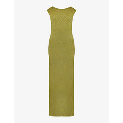 Ro&Zo Round-neck sleeveless metallic-knit maxi dress