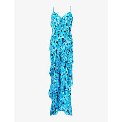 Ro&Zo Floral-print ruffle-trim woven maxi dress | RO&ZO