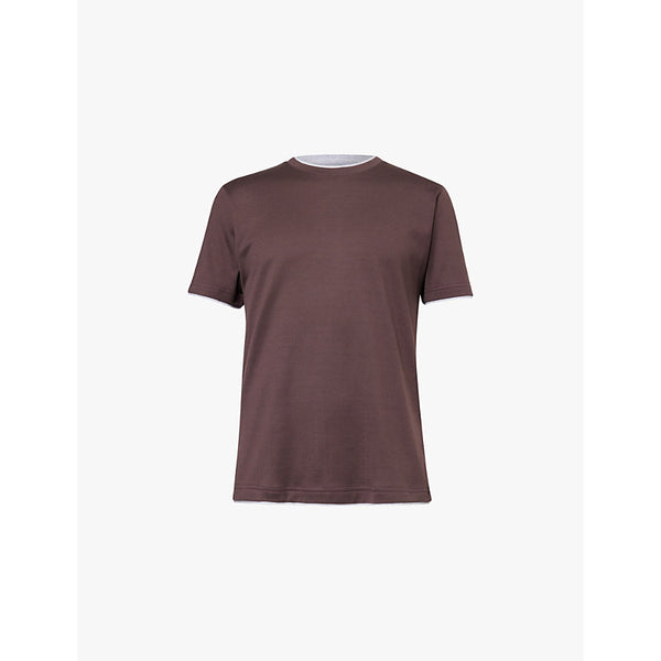  Eleventy Contrast-trim short-sleeve cotton-jersey T-shirt