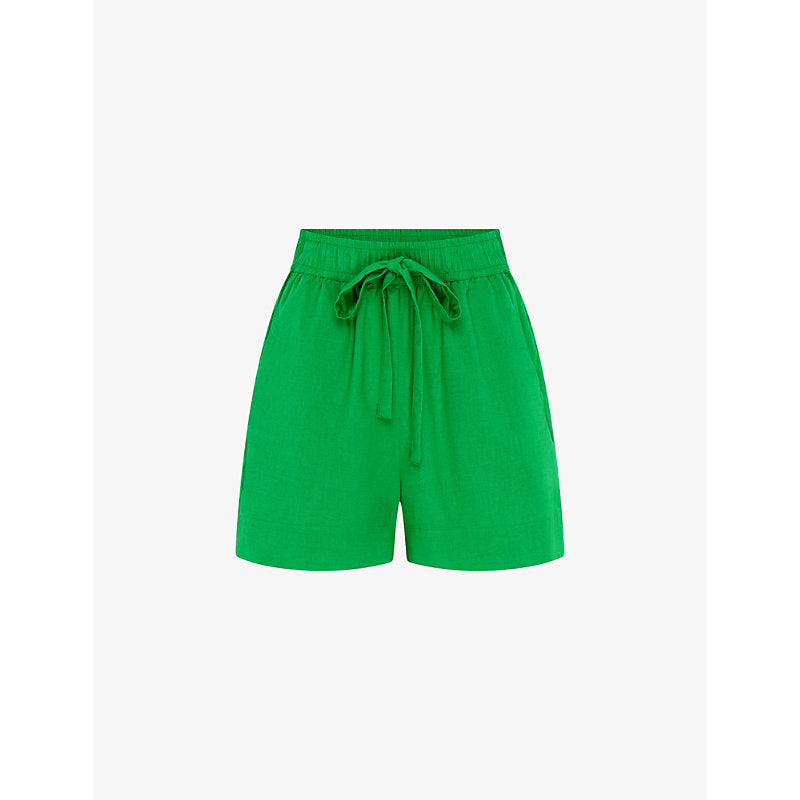  Omnes Canaria elasticated-waist cotton and linen-blend shorts