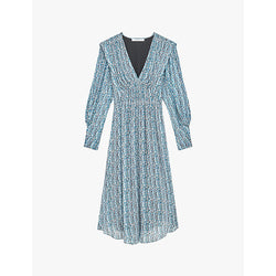 Iro Rinate graphic-print long-sleeve woven midi dress | IRO