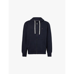  Tommy Hilfiger Fleece Zip Through embroidered-branding regular-fit cotton-blend hoody