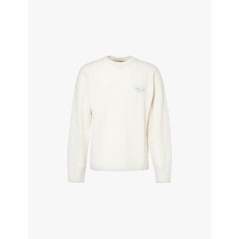  Carhartt Wip Text-embroidery cable-knit regular-fit wool-blend knitted jumper