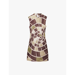 Siedres Abstract-pattern slim-fit recycled-polyester mesh mini dress | SIEDRES