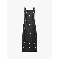 Sister Jane Flower-embellished woven midi dress | SISTER JANE