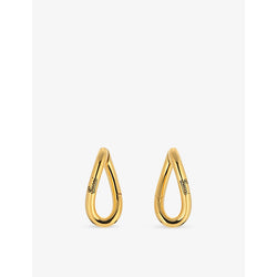 Gucci Geometrical logo-engraved metal hoop earrings