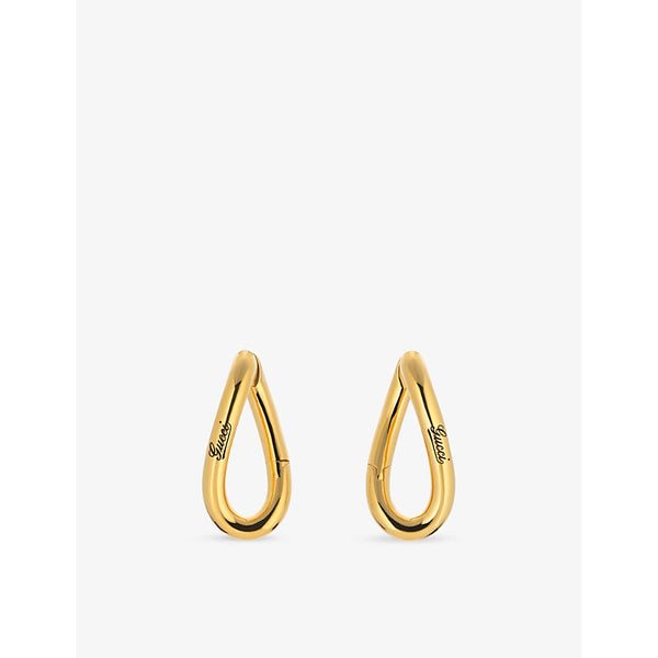 Gucci Geometrical logo-engraved metal hoop earrings