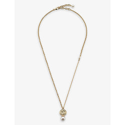  Gucci Blondie interlocking G-charm gold-toned metal and faux-pearl necklace