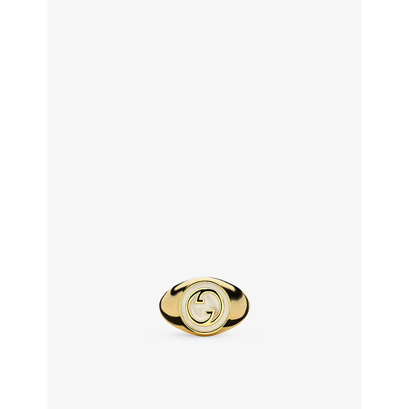 Gucci Blondie interlocking-G enamelled gold-toned metal ring