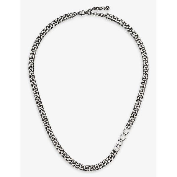  Gucci Script silver-toned metal necklace