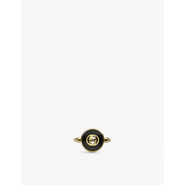 Gucci Interlocking G two-toned 18ct yellow-gold, diamond and onyx ring