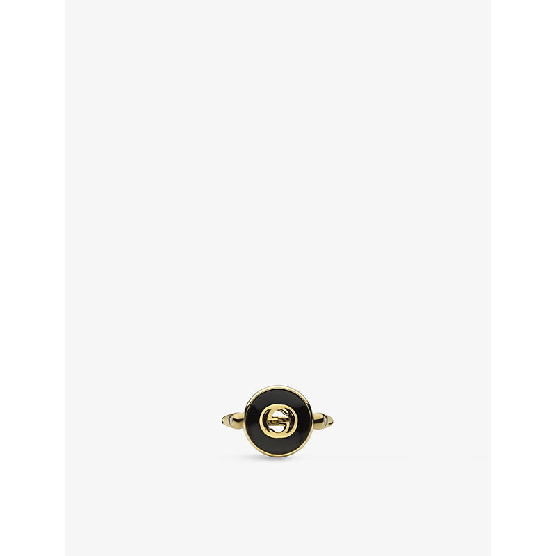 Gucci Interlocking G two-toned 18ct yellow-gold, diamond and onyx ring