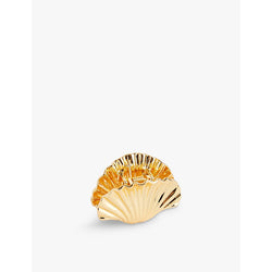  Lelet Ny Glossy-finish seashell-design 14ct yellow gold-plated metal claw clip