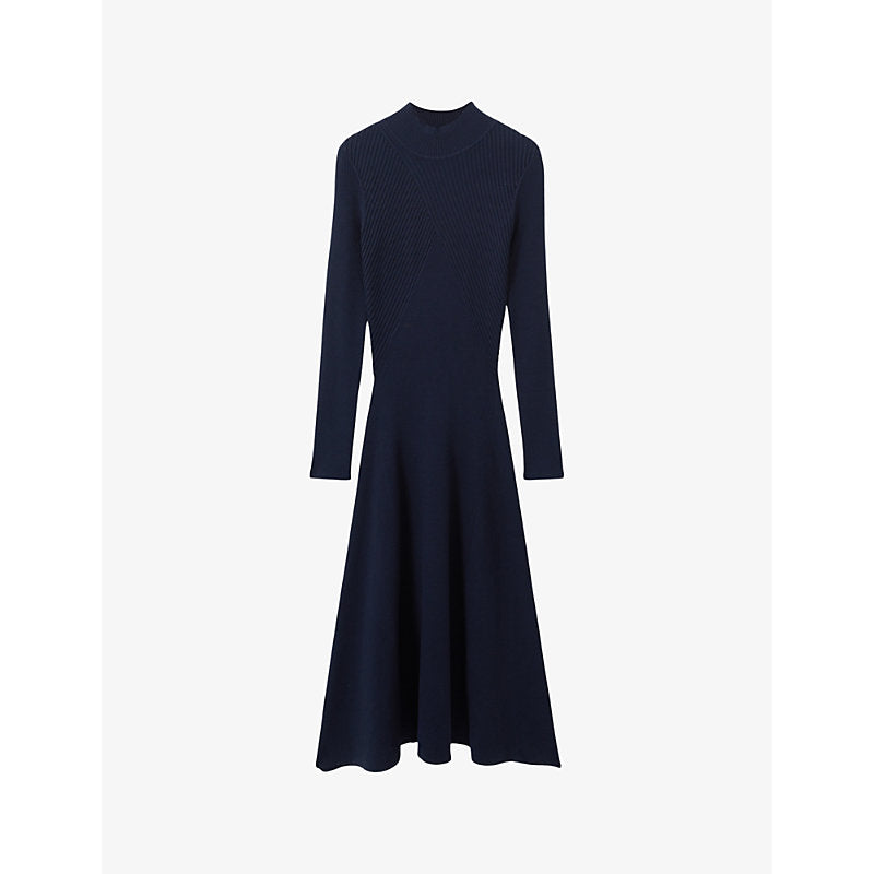 Reiss Hannah flared knitted midi dress | REISS