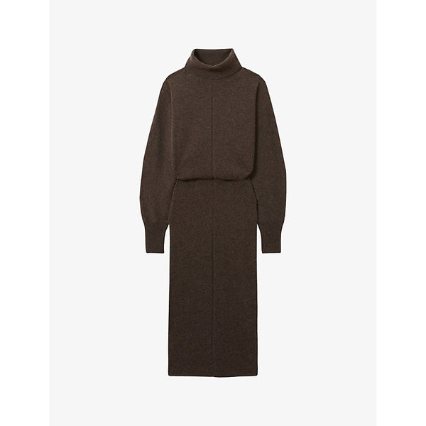 Reiss Winslet turtleneck knitted midi dress