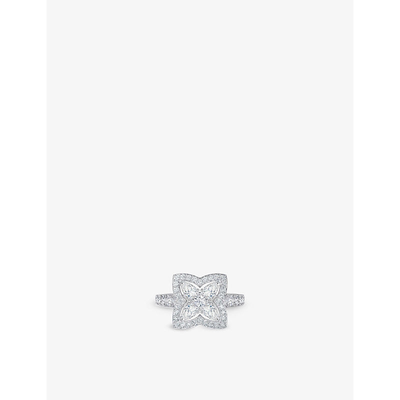 De Beers Jewellers Enchanted Lotus 18ct white-gold and 0.97ct diamond ring