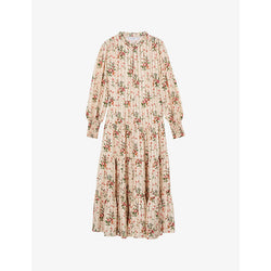 Lk Bennett Flora floral-print long-sleeve silk-blend midi dress | LK BENNETT